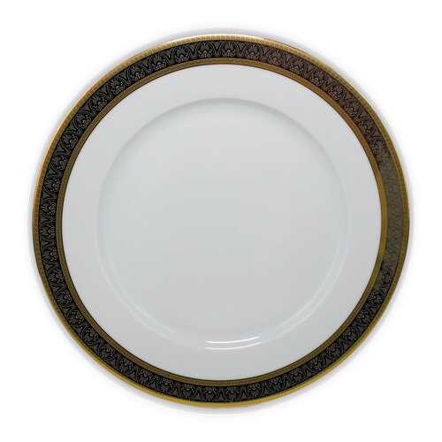 Тарелка мелкая 25 см Opal декор Широкий кант платина, золото (набор 6 шт) в Fissman